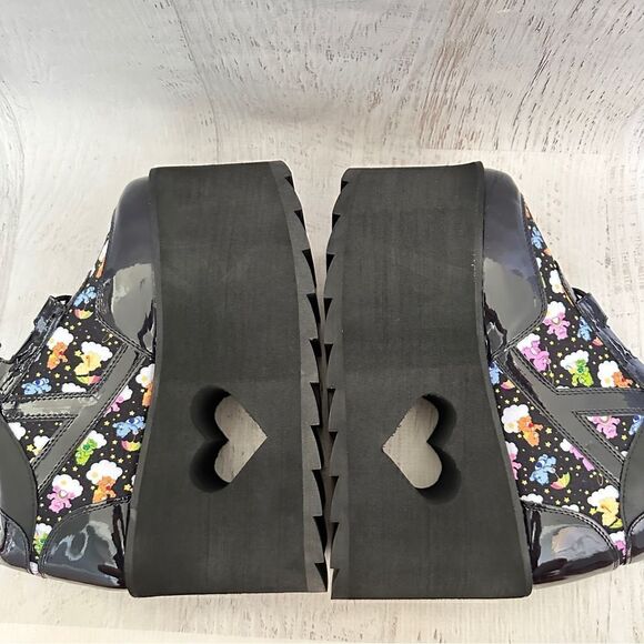 NIB Y.R.U. Qozmo black lo Care Bears platform sneakers in black sky Sz 8 - Picture 3 of 10